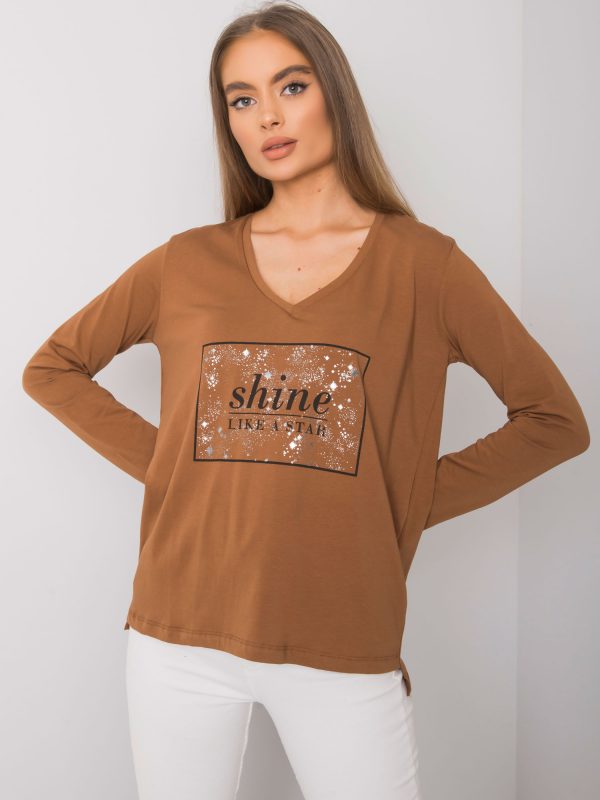 Light-Brown Cotton Long Sleeve Blouse Alix