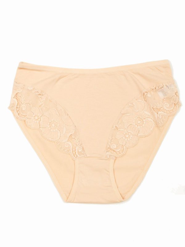 Beige women's panties with lace