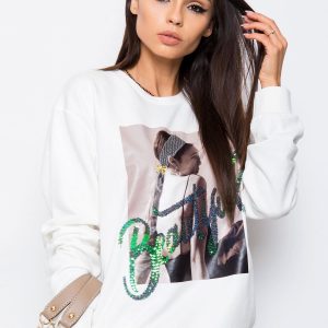 RUE PARIS Ecru Sweatshirt Beautiful