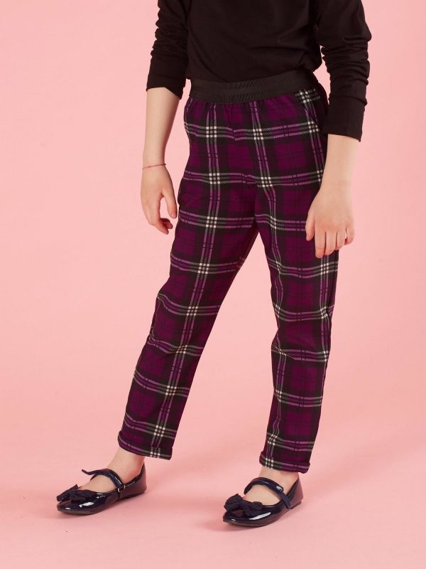 Purple Plaid Girls Pants