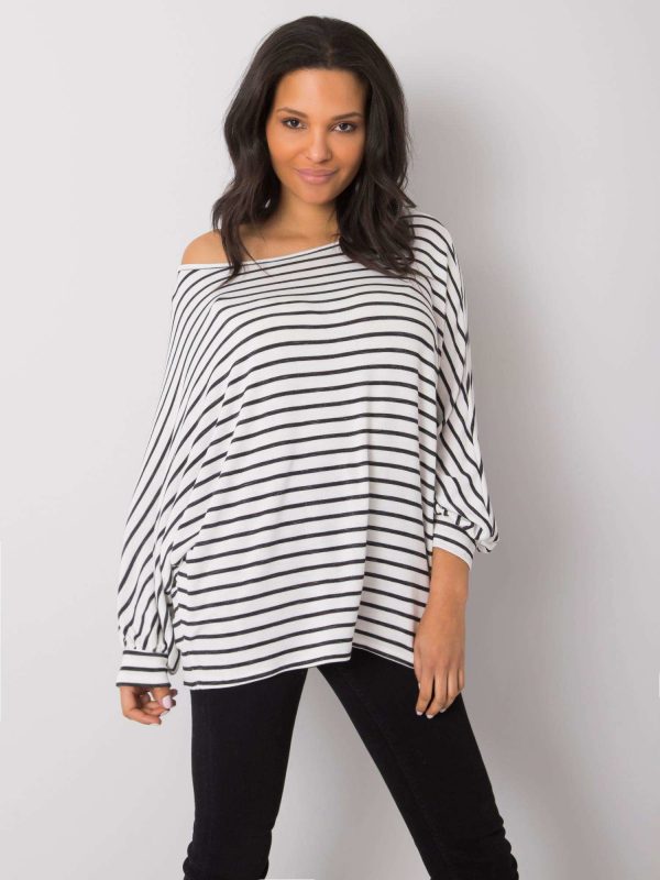 White and black plus size blouse Uliana RUE PARIS