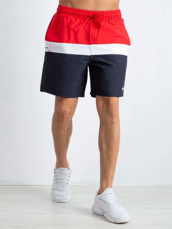 Red and navy blue men's shorts Grateful