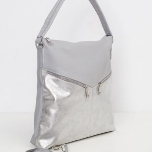 Grey Silver Eco Leather Ladies Bag