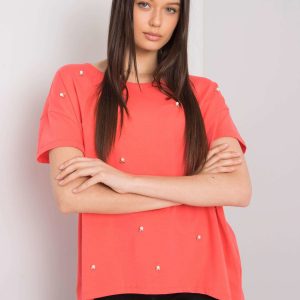 Coral blouse with Etty applique