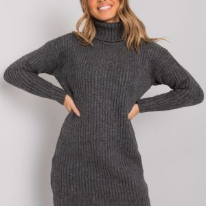 Dark Grey Long Turtleneck Sweater Daventry RUE PARIS