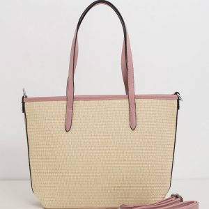 Beige and heather braided handbag