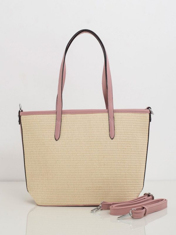 Beige and heather braided handbag