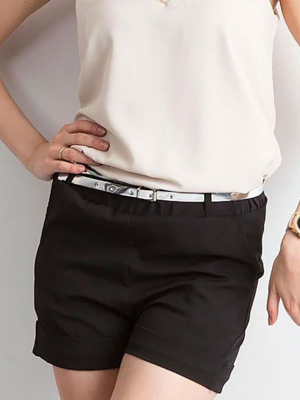 Women's Black Shorts with Belt