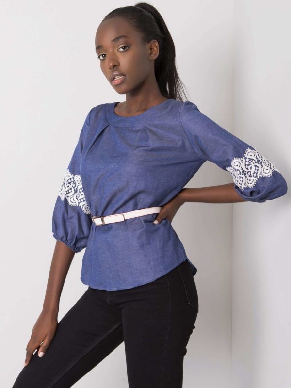 Blue cotton blouse with Yaretzi belt