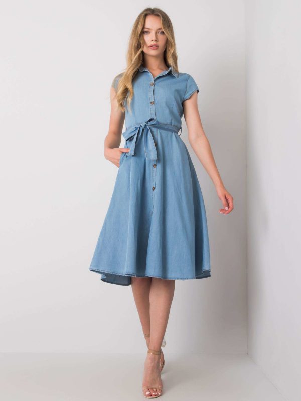 Polly RUE PARIS blue cotton dress