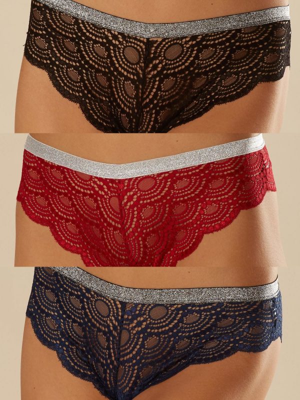 Women's lace openwork panties 3 pieces