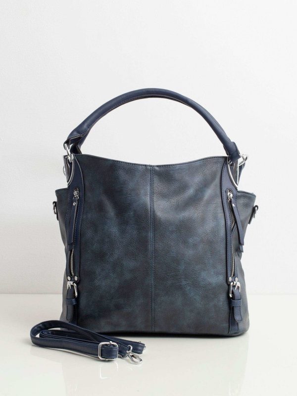 Dark blue eco-leather city bag