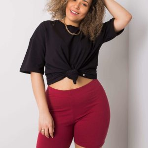 Burgundy plus size shorts in Alessia cotton