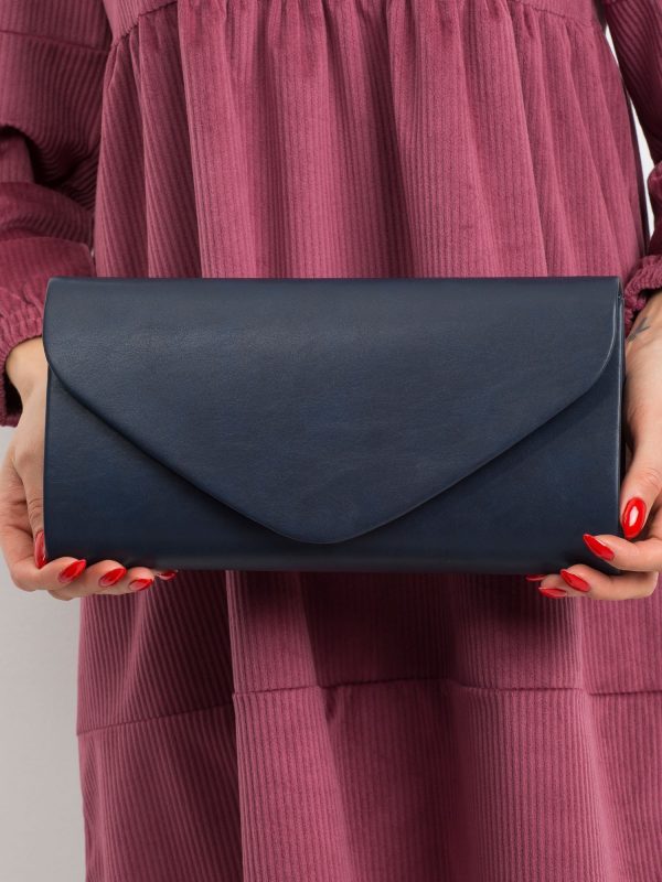 Navy blue dull eco leather clutch