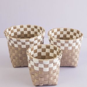 Beige braided basket set