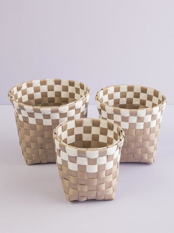 Beige braided basket set