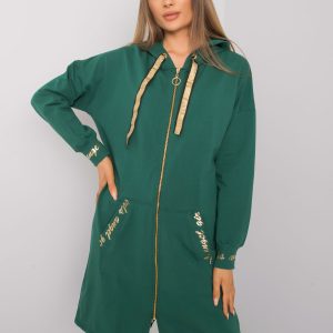 Dark green long zipper sweatshirt Ermelinde