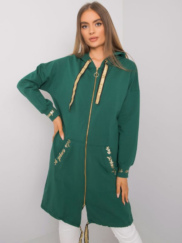 Dark green long zipper sweatshirt Ermelinde