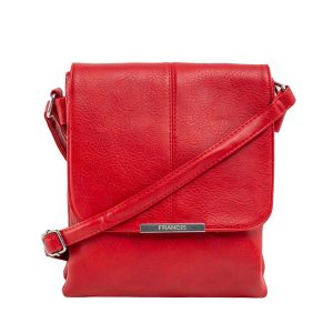 Red eco-leather bag with flip