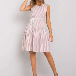 White and pink striped dress by Leina