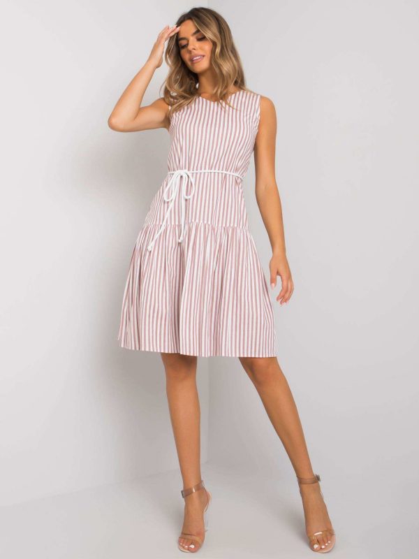 White and pink striped dress by Leina