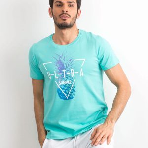 Turquoise Men's T-Shirt with Print