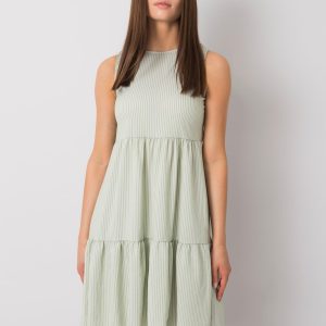 Pistachio striped dress Tebby RUE PARIS