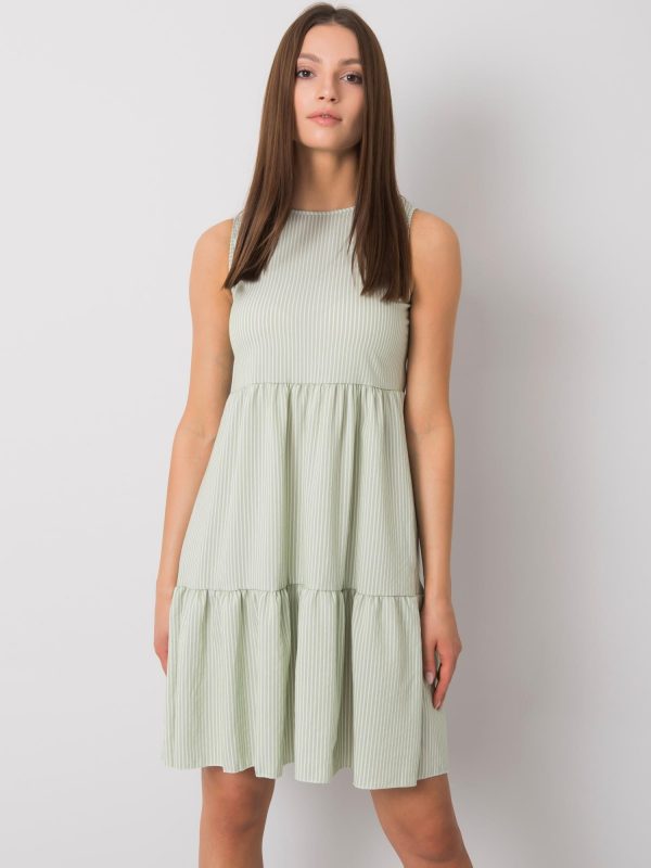 Pistachio striped dress Tebby RUE PARIS