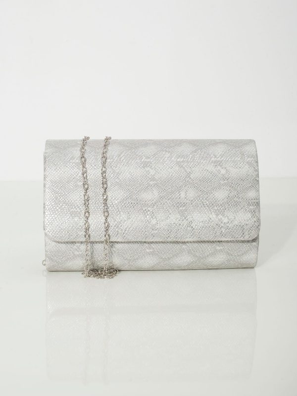 Silver clutch bag with animal motif