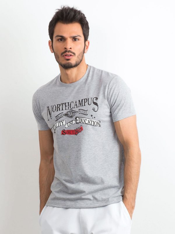 Grey Men's Retro Print T-Shirt