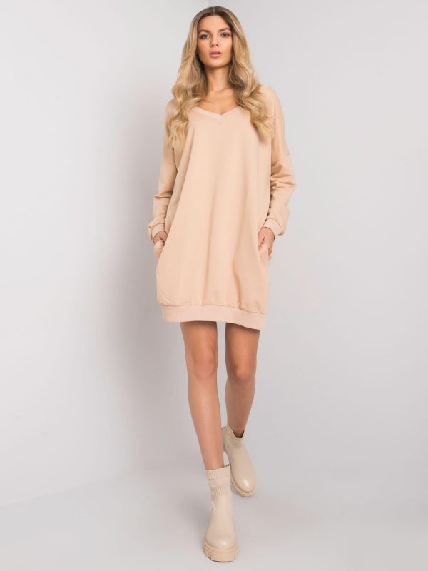 Beige V-neck sweatshirt Nayla