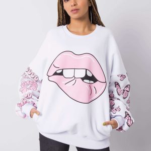 White and pink sweatshirt with print Mouth RUE PARIS