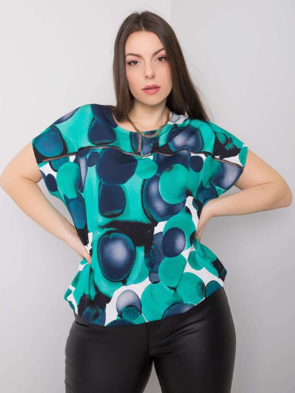 Jennifer's green and navy plus size blouse