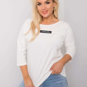 Ecru plus size cotton blouse Lucy