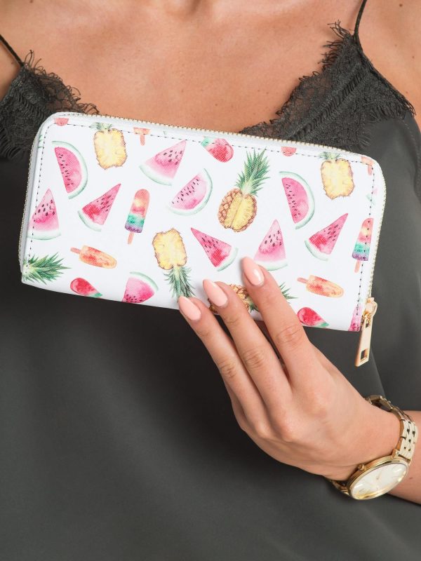 White Olong Printed Wallet