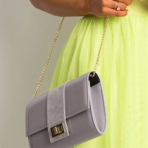 Gray clutch bag on a chain