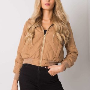 Dark Beige Quilted Hooded Jacket Larah