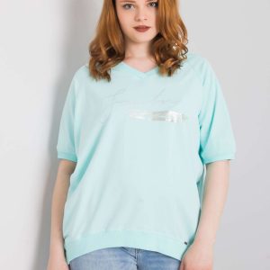 Mint plus size blouse with Tanith print