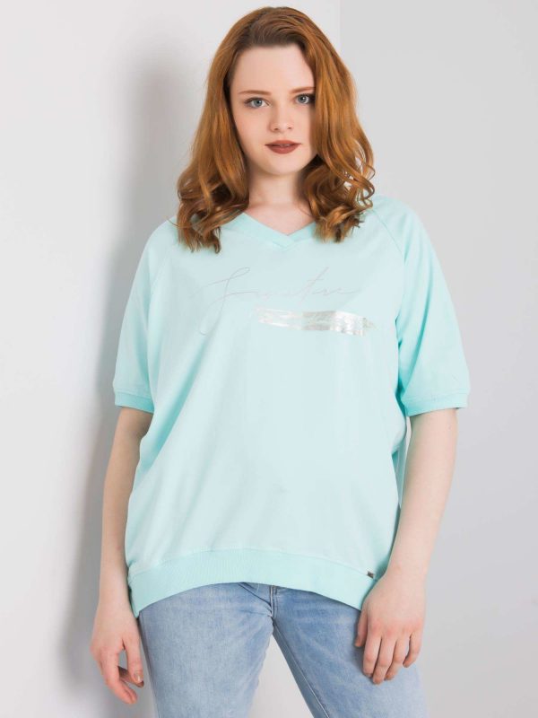 Mint plus size blouse with Tanith print