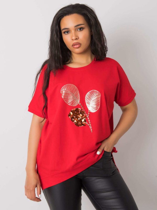 Red plus size blouse with sequins Zaria