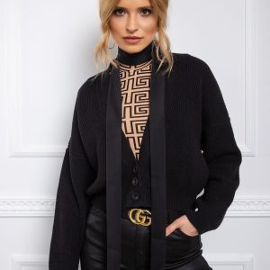 BY O LA LA Black bonded sweater