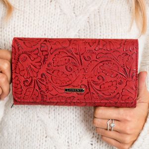 Red large wallet with patterns