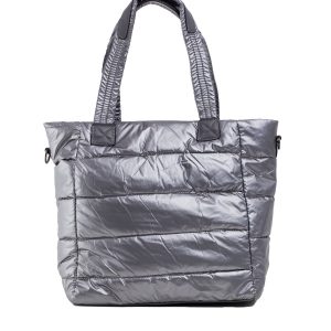 Grey Quilted Shoulder Bag