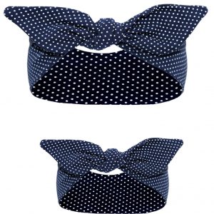 Navy blue headbands set for mom and daughter in polka dot