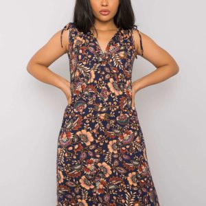 Navy Blue Plus Size Dress with Hilaria Prints