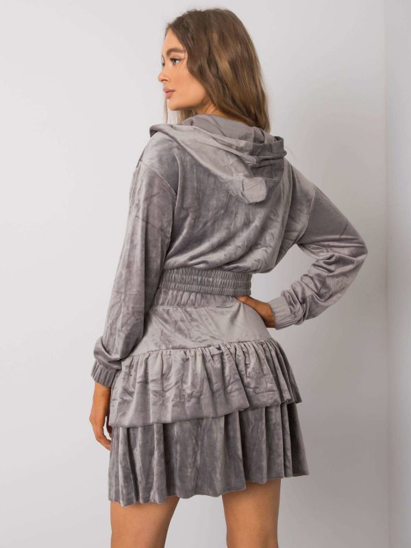 Grey velour set with skirt Letta