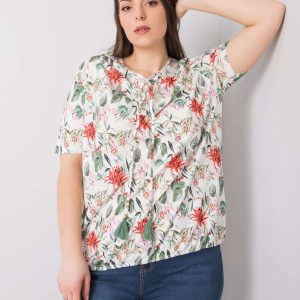 White plus size blouse with Stella patterns