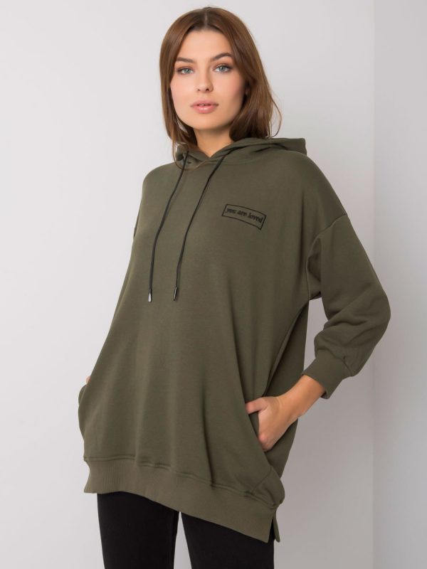 Khaki sweatshirt with pockets Leora