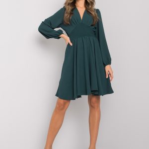 Green dress with ruffles Lina RUE PARIS