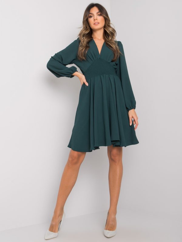 Green dress with ruffles Lina RUE PARIS